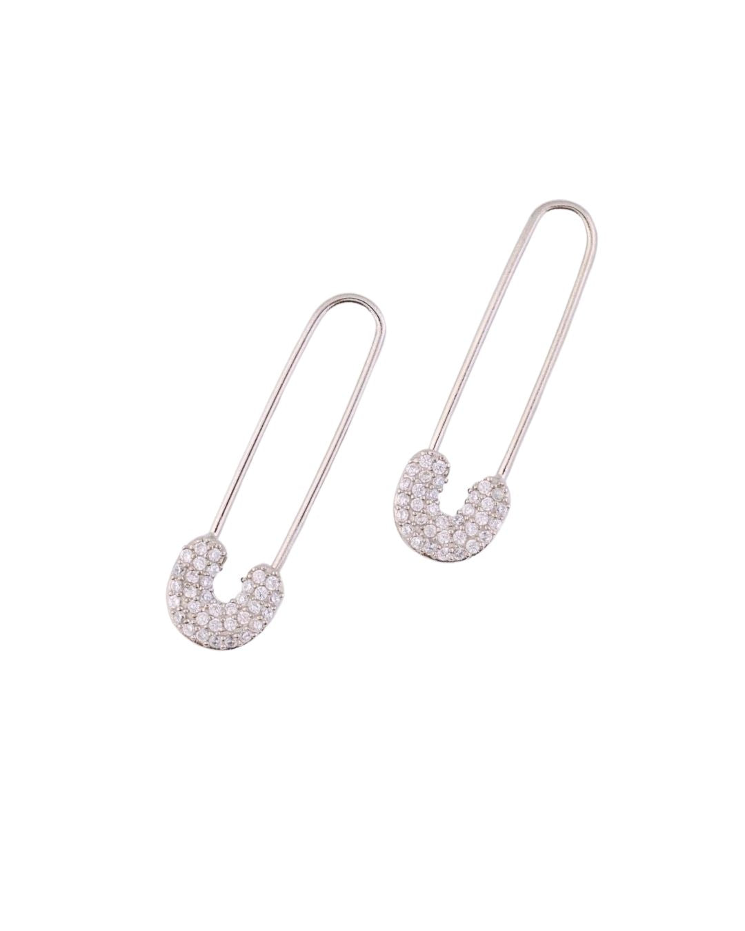 Safety pin earrings in silver