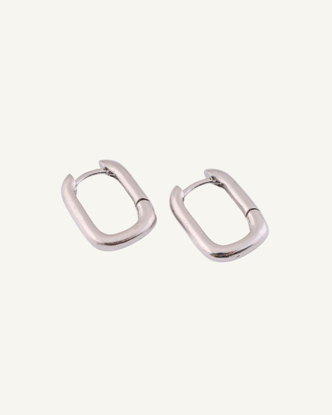 Rectangular earrings, silver