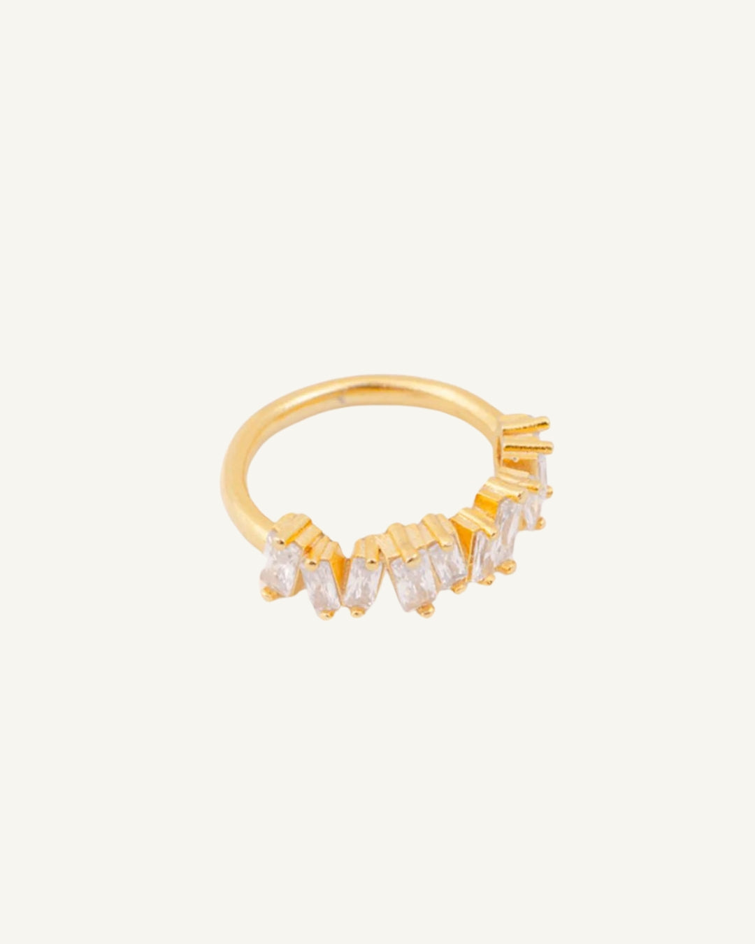 Gold ring with white zircons