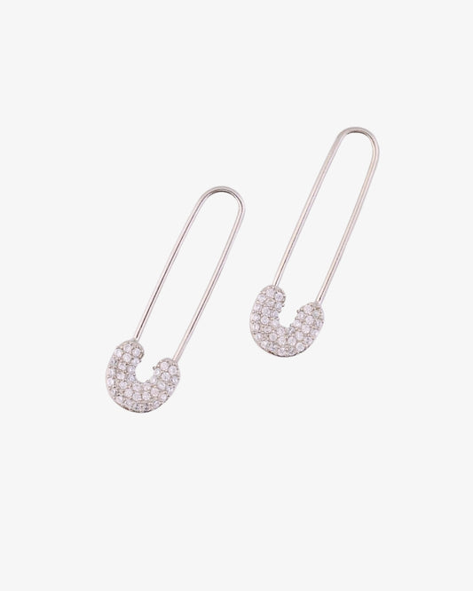 Safety pin earrings in silver